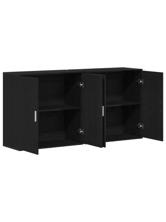 Sivupöydät 2 kpl musta tammi 79x38x80 cm tekninen puu