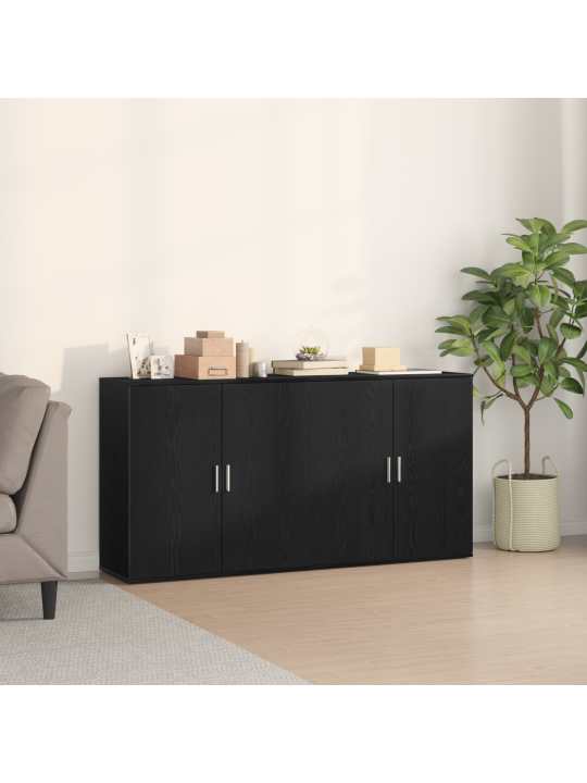 Sivupöydät 2 kpl musta tammi 79x38x80 cm tekninen puu