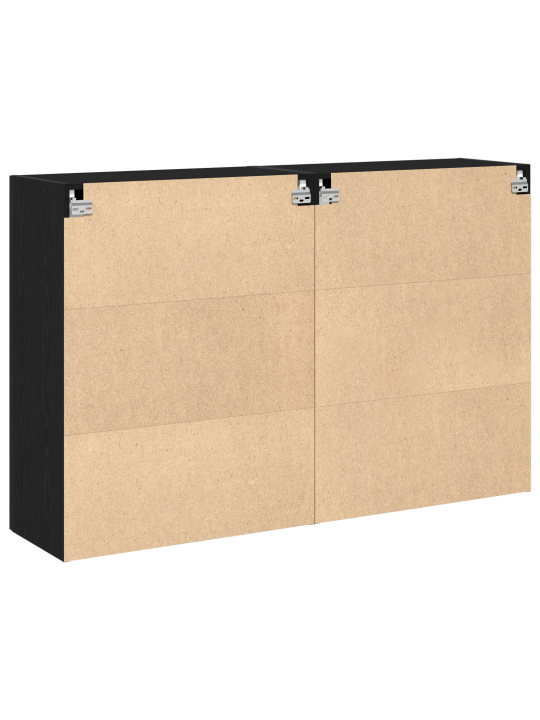 Seinälle asennettavat kaapit 2 kpl musta tammi 69,5x34x90 cm tekninen puu