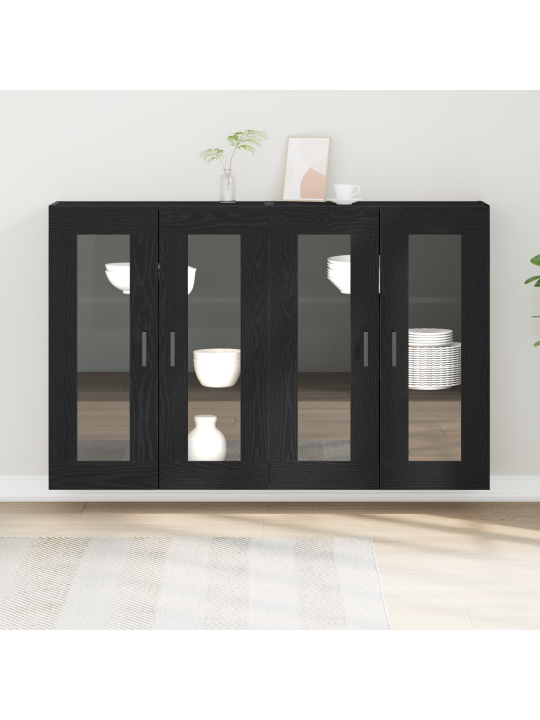 Seinälle asennettavat kaapit 2 kpl musta tammi 69,5x34x90 cm tekninen puu