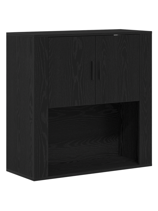 Korkea kaappi musta tammi 80x33x150 cm tekninen puu