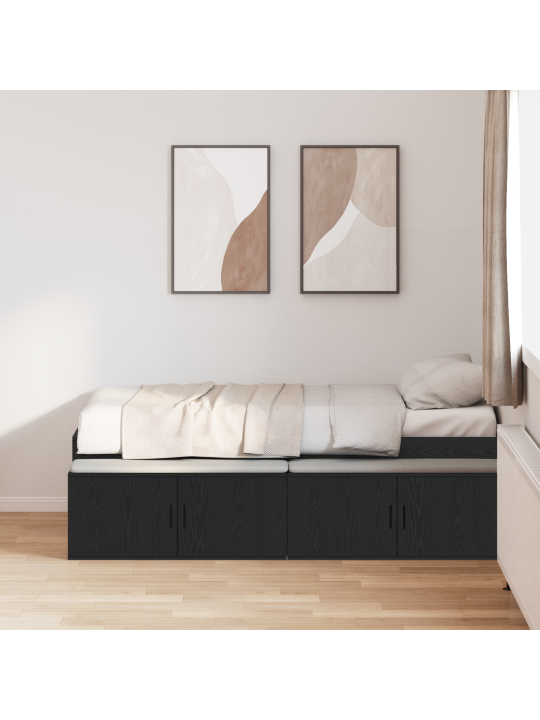 Säilytyssänky musta tammi 100x200 cm