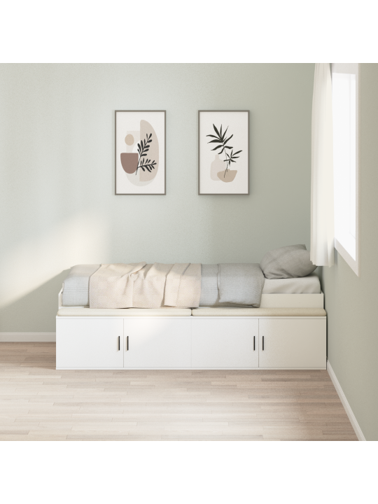 Valkoinen säilytyssänky 75x190 cm