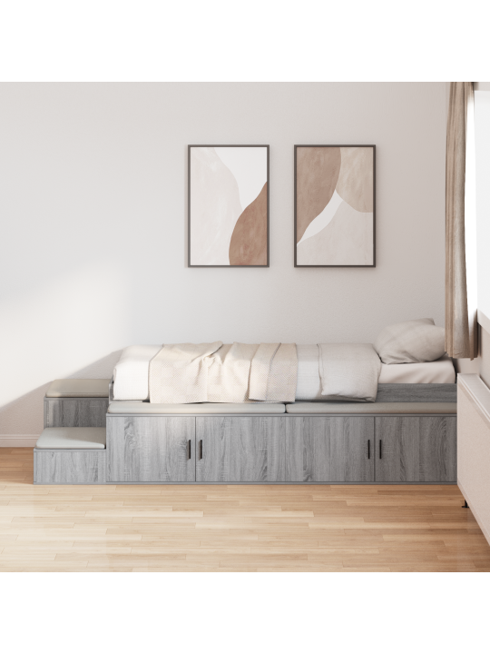 Säilytysvuodeharmaa sonoma 90x200 cm
