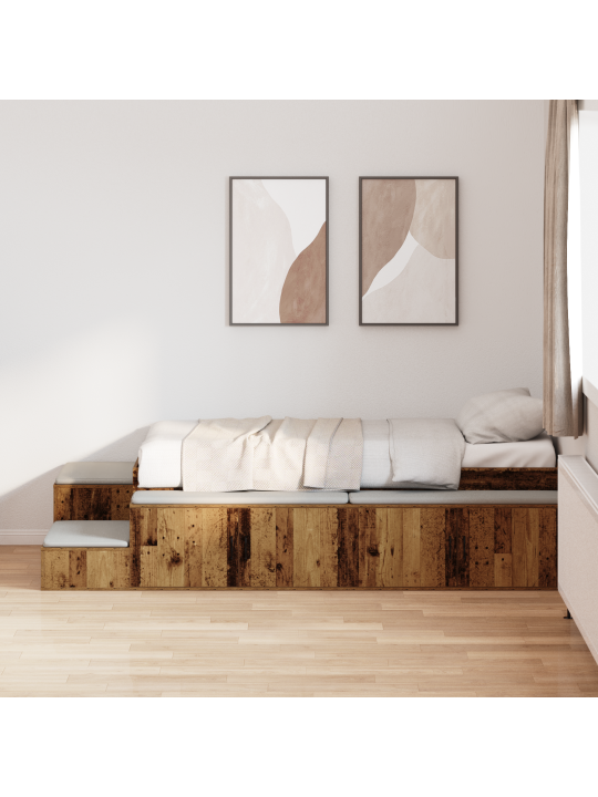 Säilytysvuodekehys vanha puu 80x200 cm