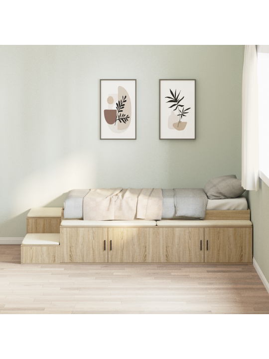 Säilytyssäkkien sänky sonoma tammi 90x190 cm