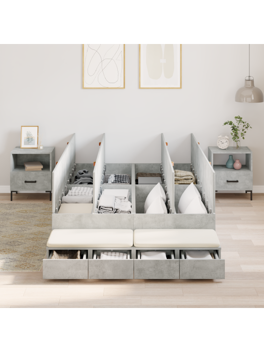 Säilytystilallinen sängynrunko betoninsävyinen 120x200 cm