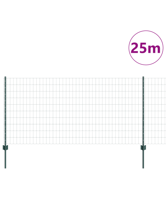 Euroaita 11 u-pylvään kanssa vihreä 1x25 m teräs