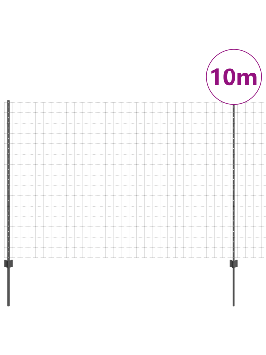 Euroaita 10 u-pylväillä harmaa 1.5x10 m teräs