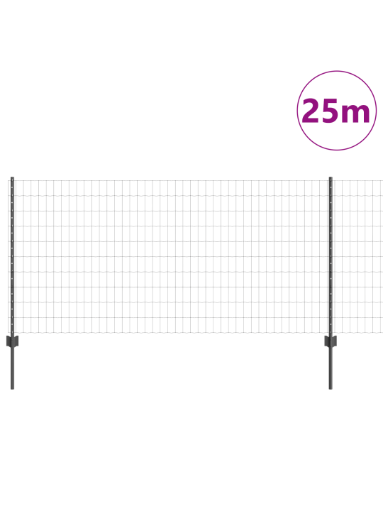 Euroaita 22 u-pylväillä harmaa 1x25 m teräs
