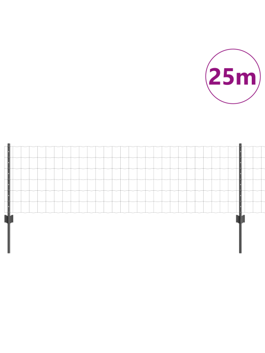 Euroaita 11 u-pylväillä harmaa 0,6x25 m teräs