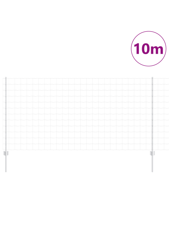 Euro-aita 10 u-tolpalla hopea 1,2x10 m terästä