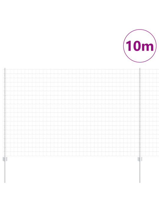 Euroaita 10 u-pylväillä hopea 1,6x10 m teräs
