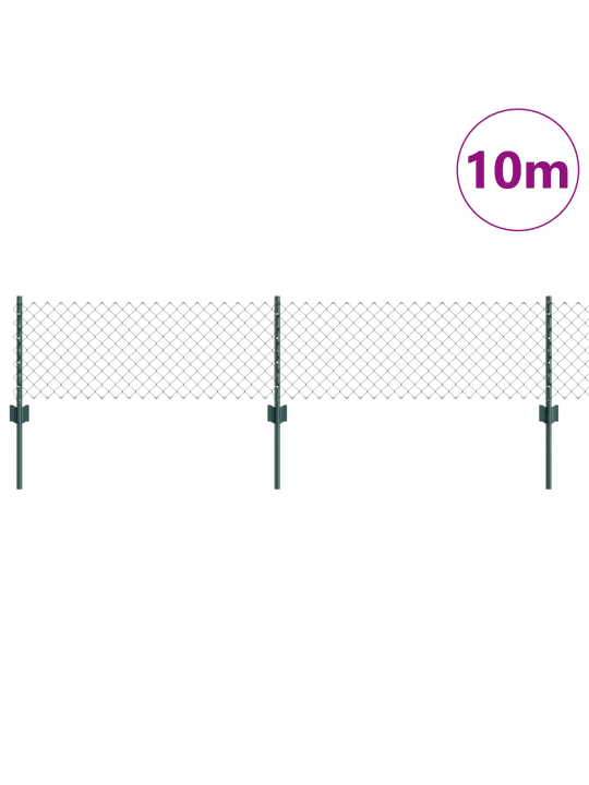 Ketjusiltalaitos 10 u-pylväällä vihreä 0.4x10 m teräs
