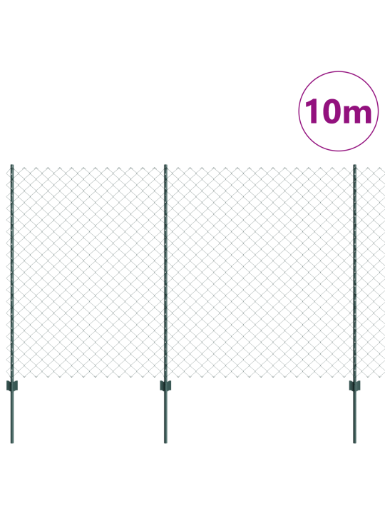 Ketjuaita 10 u-pylvästä vihreä 1.5x10 m teräs