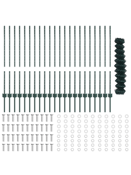 Ketjuaita 22 u-pylväillä vihreä 1x25 m teräs