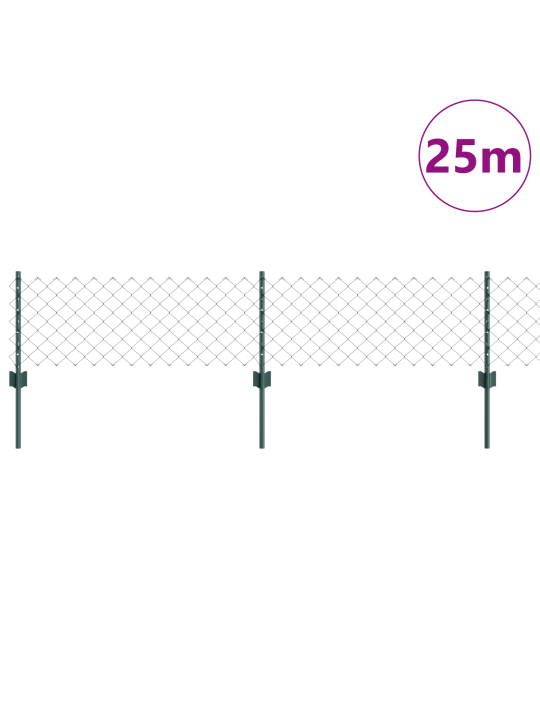 Ketjuaita 22 u-tukilla vihreä 0.4x25 m teräs
