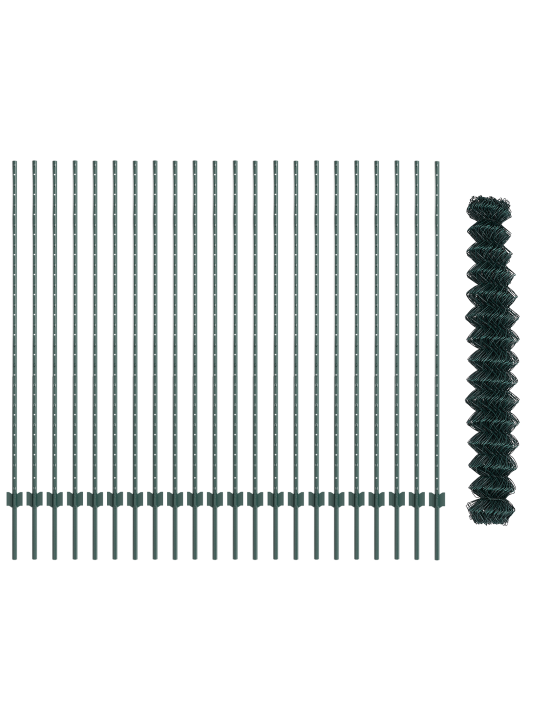 Puutarha-aitasarja 2 kappaletta vihreä metalli 25x1.5 m kestävä