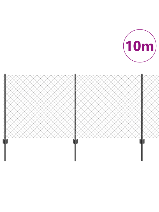 Ketjuverkkoaita 20 u-pylvään kanssa harmaa 1x10 m teräs
