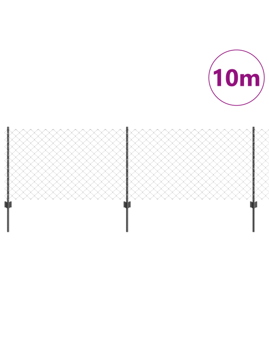 Ketjuaita 10 u-pylväällä harmaa 0.8x10 m teräs