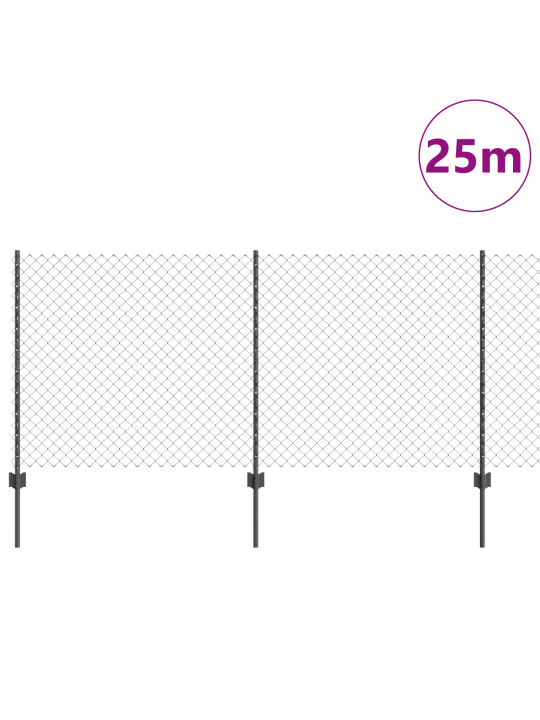 Ketjuaita 44 u-pylväillä harmaa 1x25 m teräs