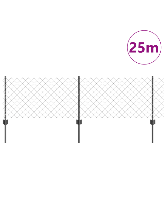 Ketjuaida 22 u-pylväällä harmaa 0.6x25 m teräs