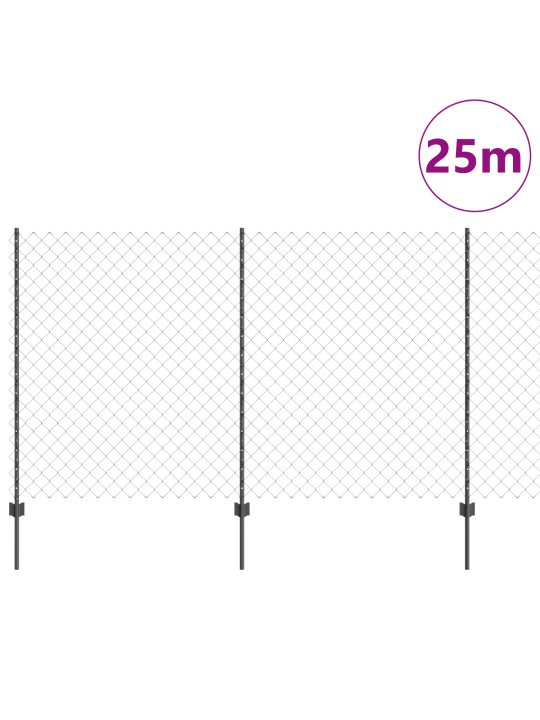 Kiinteä aita 44 u-pylväällä harmaa 1.4x25 m teräs