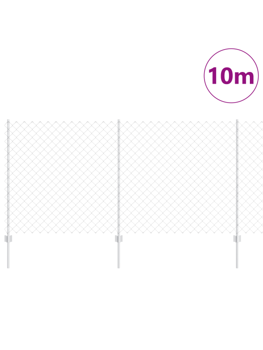 Ketjuaita 20 u-pylvään kanssa hopea 1,2x10 m teräs