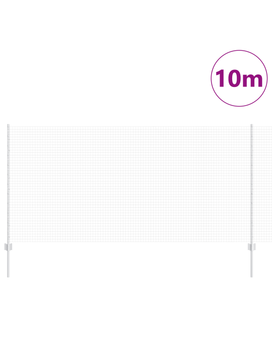 Hitsattu verkkoaita 10 u-pylväillä hopea 1.2x10 m teräs