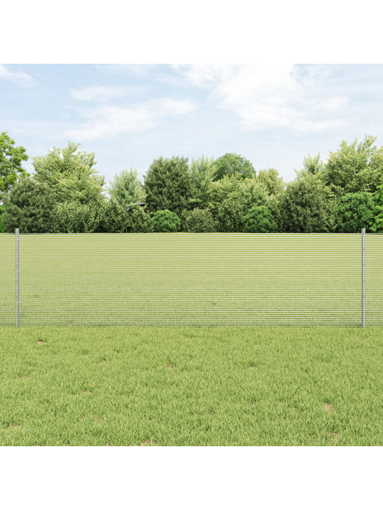 Mediollustettu aita 11 u-pylväillä hopea 0.6x25 m teräksistä