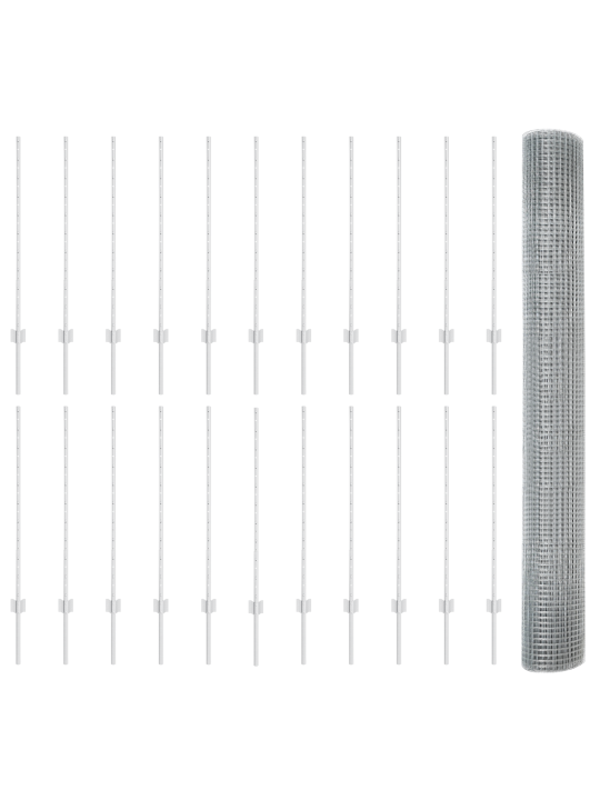 Hitsattu metalliaita 44 u-pilarilla hopea 1x50 m terästä