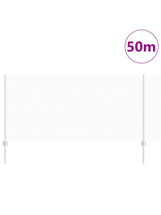 Hitsattu langa-aita 44 u-pylväistä hopea 1x50 m teräs
