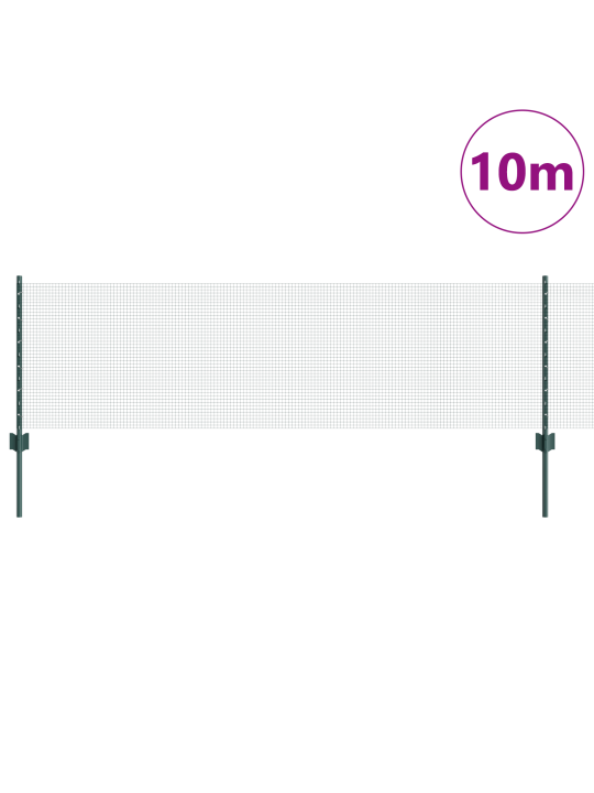 Kaasinaulattu langa-aita 5 u-tolpalla vihreä 0.6x10 m teräs