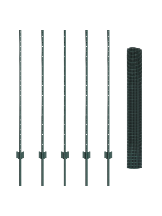 Hitsattu metalliaita 5 u-pylväällä vihreä 1.2x10 m teräs