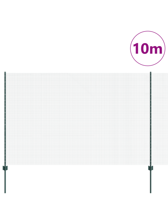 Hitsattu verkkoaita 5 u-pilareella vihreä 1,5x10 m teräs