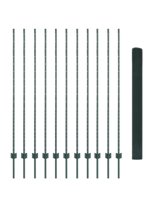 Hitsattu aita 11 u-pylväällä vihreä 1.6x25 m teräs