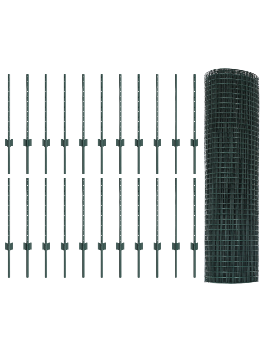 Hitsaustekniikalla tehty aita 22 u-pylväillä, vihreä, 0.6x50 m, teräs