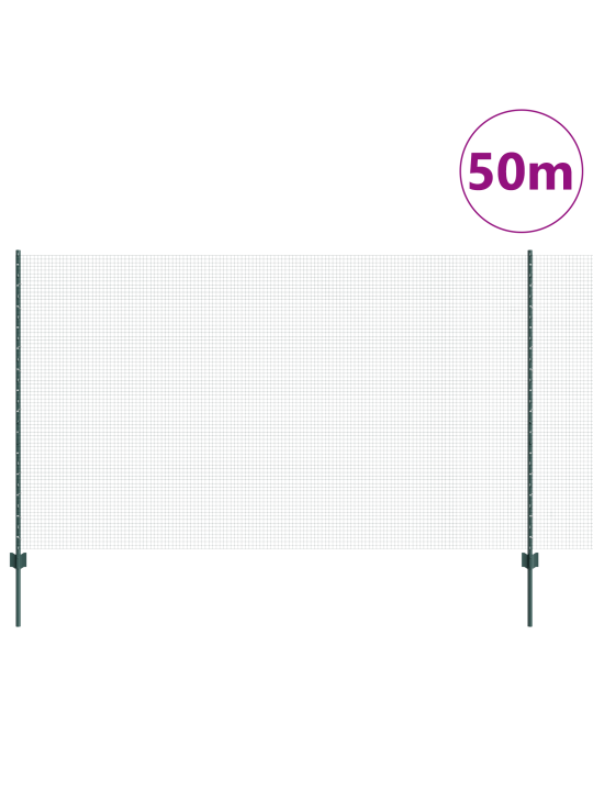 Langoitettu aita 22 u tolpan kanssa vihreä 1.4x50 m teräs