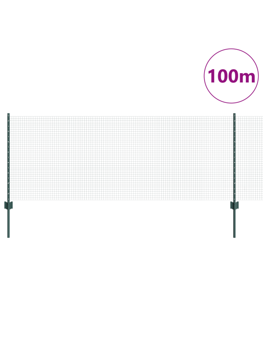 Hitsattu langa-aida 44 u-pilareilla vihreä 0.8x100 m teräs