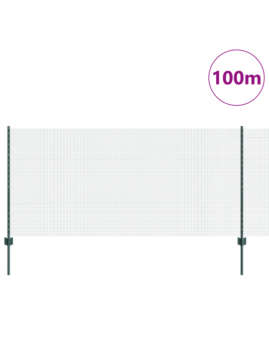 Hitsattu verkkoaita 44 u pylväillä vihreä 1x100 m teräs