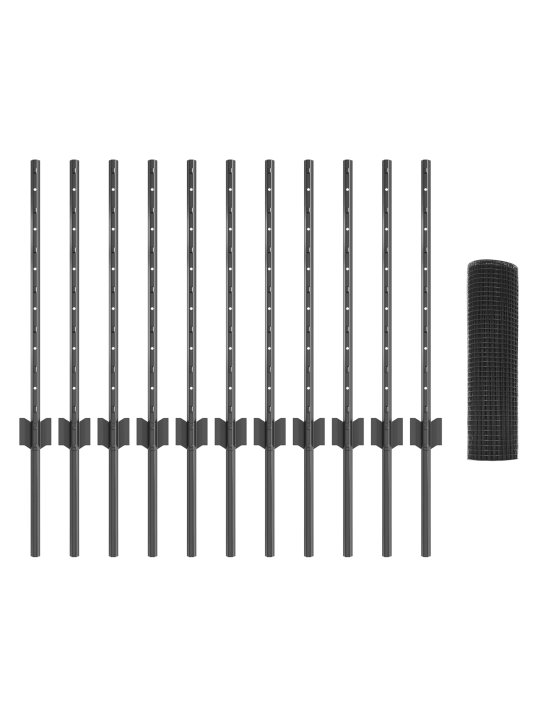 Kanaverkkoaitasarja 2-osainen harmaa teräs, pvc 25 x 0.5 m