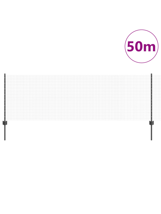 Kohotettu verkkoaita 22 u pylvään kanssa harmaa 0.8x50 m teräs