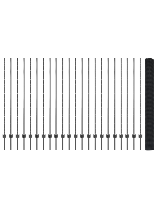 Hitsattu metalliverkko 44 u-pilareilla harmaa 1.5x50 m teräs