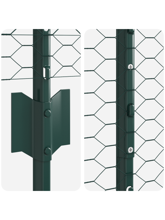 Kuusikulmainen puutarha-aidasetti 2 kpl vihreä metalli 25 x 1.2 m