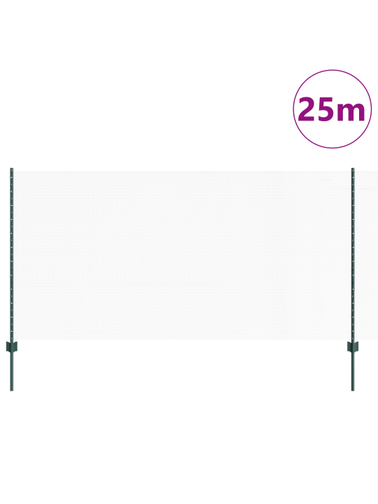 Kuusikulmainen puutarha-aidasetti 2 kpl vihreä metalli 25 x 1.2 m