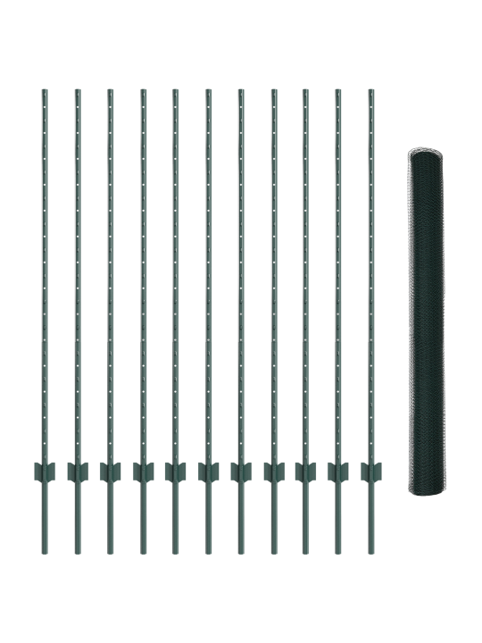 Aitapylväät 11 kpl u-kanava vihreä 140 cm teräs