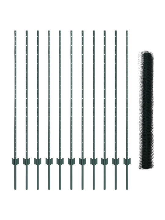 Aitarungot 11 kpl u-kanava vihreä 140 cm teräs