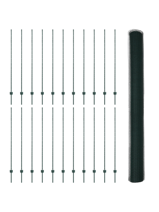 Aita pylväät 11 kpl u-kanava vihreä 160 cm teräs