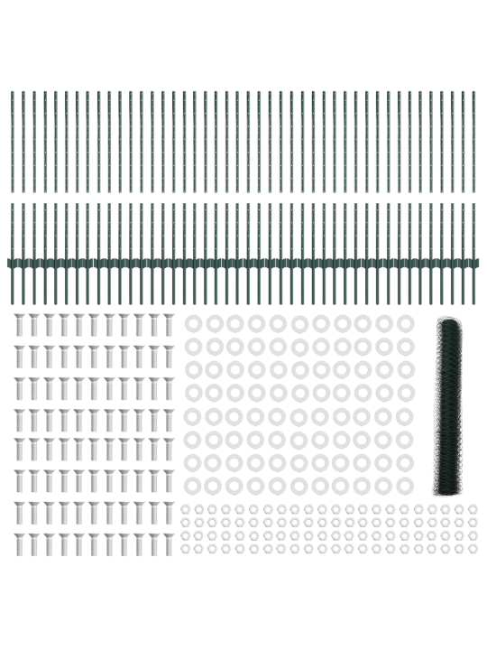 Aitatolpat 11 kpl u-kanava vihreä 100 cm teräs