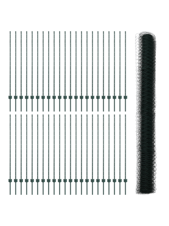 Aitapostit 11 kpl u-kanava vihreä 140 cm teräs